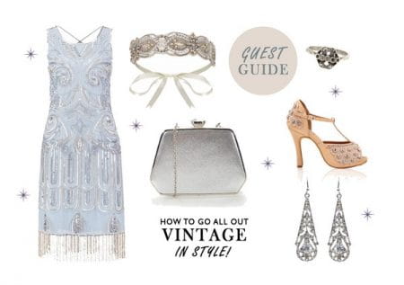 Beaded Vintage Dress and Accessories Wedding Guest Outfit Idea