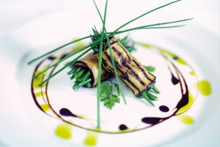 Vegan Wedding Menu Dish of Involtini of Chargrilled Aubergine
