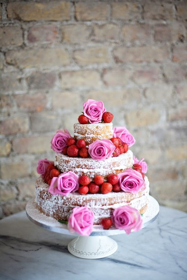 Naked Wedding Cake with Fresh Flowers by Genuine Cakes