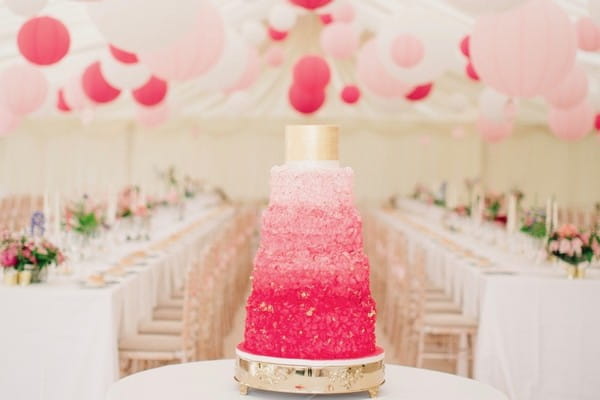 Pink Cake for Luxury Marquee Wedding Planned by Lamare London