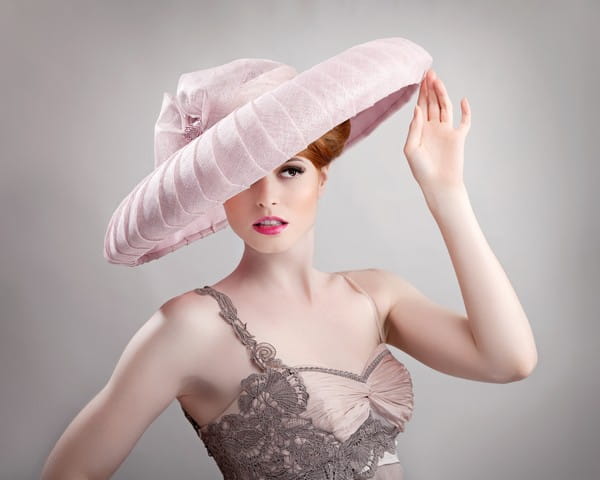 Pink Wide Brim Hat by Beverley Edmondson Millinery