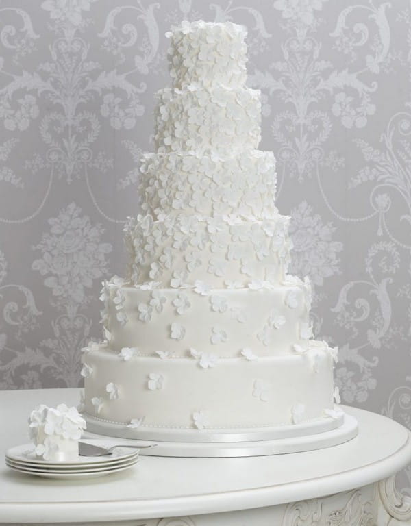 Tall Wedding Cake with Small Sugar Flowers