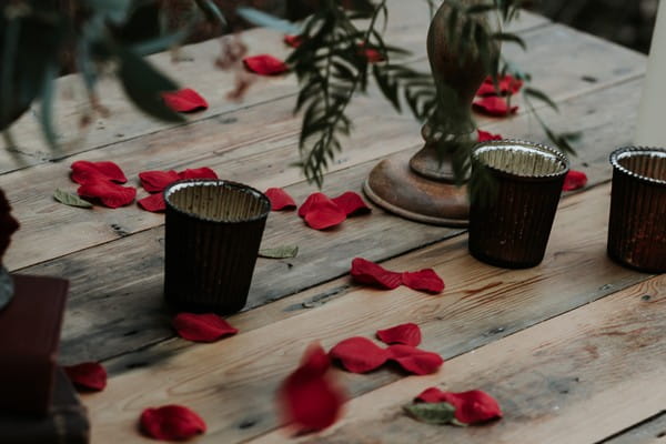 Votives and rose petals