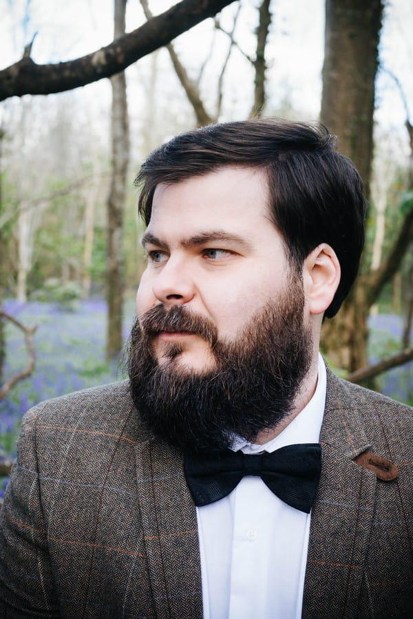 Groom with beard wearing bow tie