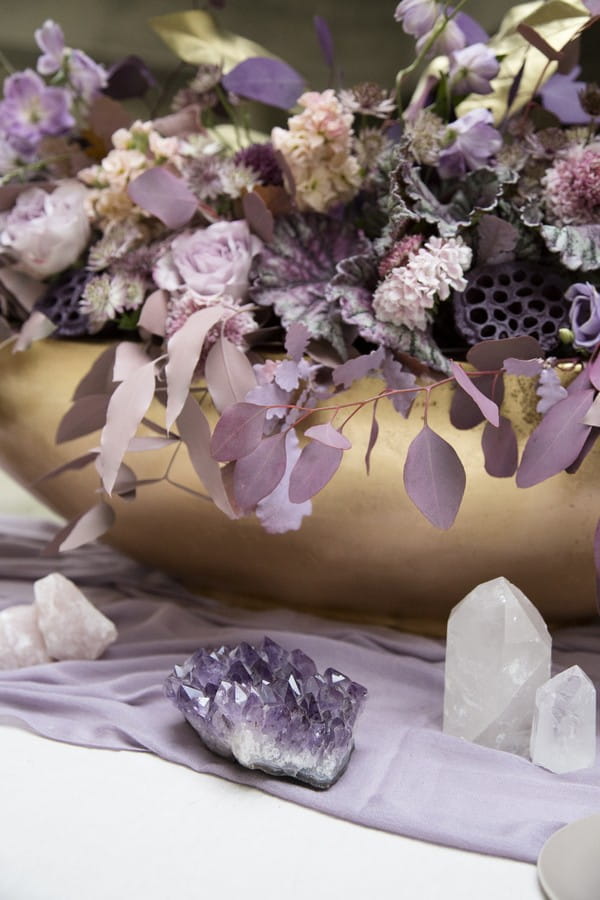 Amethyst on wedding table