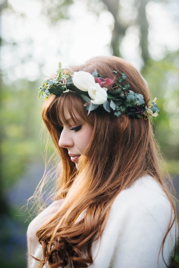 Bride with flower and foliage crown