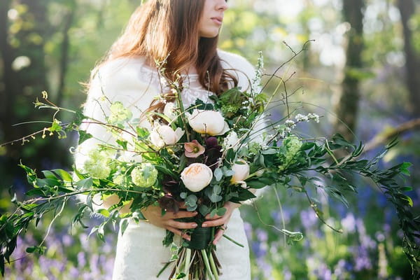 Bride holding large bouquet