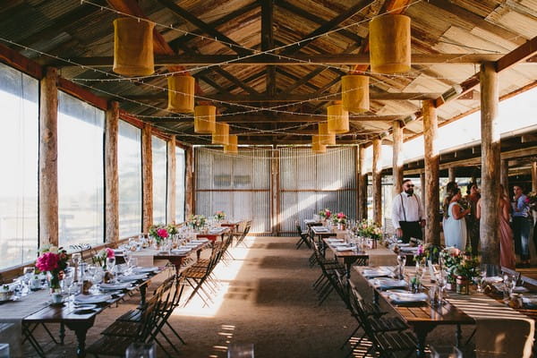 Wedding tables in Dairy Barn at Yandina Station