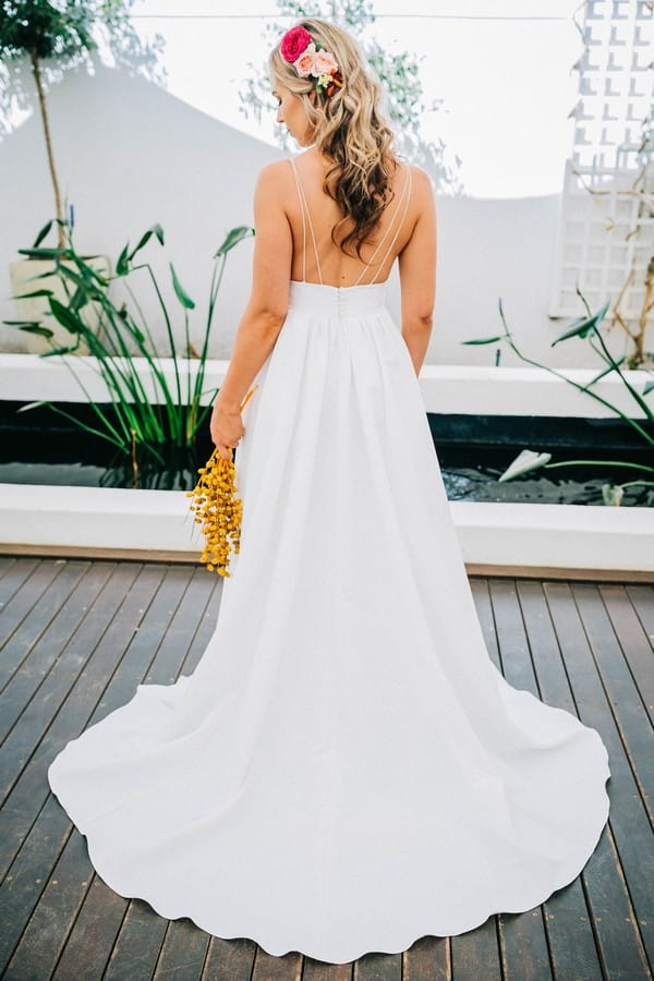 Back of bride's Robyn Roberts wedding gown