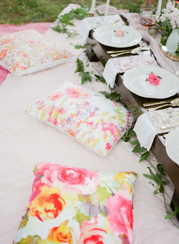 Bright floral picnic cushions