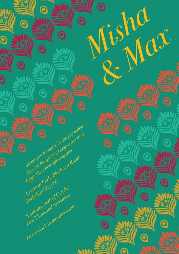 Green Autumn Arrivals Bold Indian Wedding Invitation