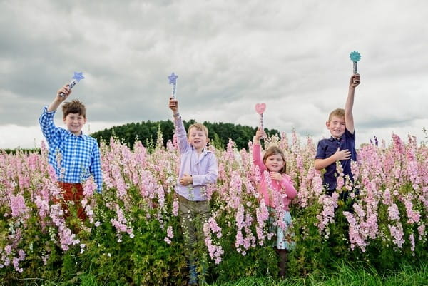 Children Holding Confetti Wands from Shropshire Petals