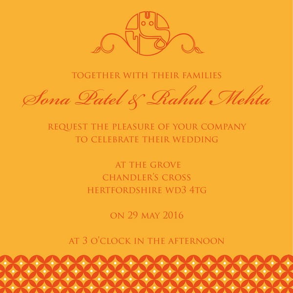 Yellow and Orange Ganesh Wedding Invitation