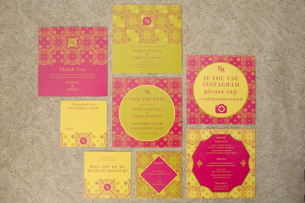 Pink and Gold Indian Wedding Stationery Suite