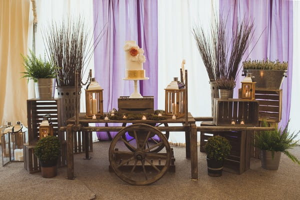 Wooden Cart Wedding Cake Table with Crates