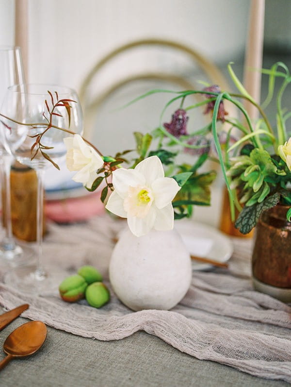 Small vase of wedding table flowers