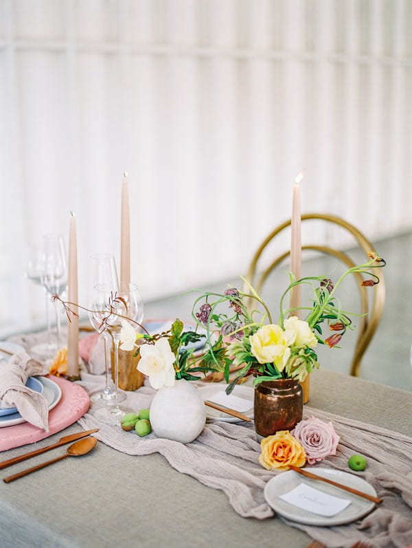 Modern Romantic wedding table styling