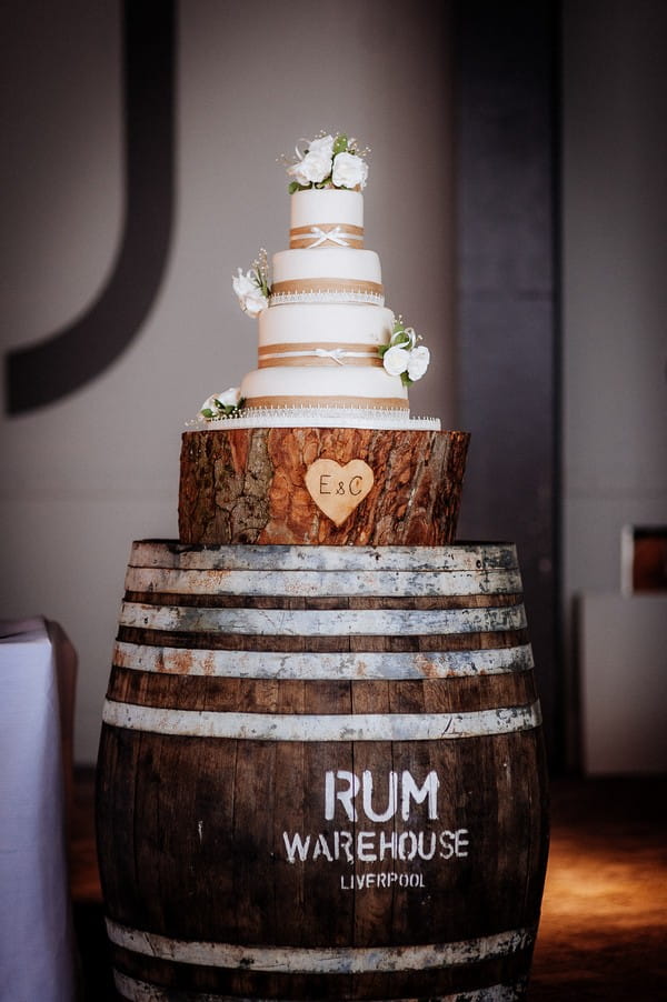 Wedding cake on rum barrel