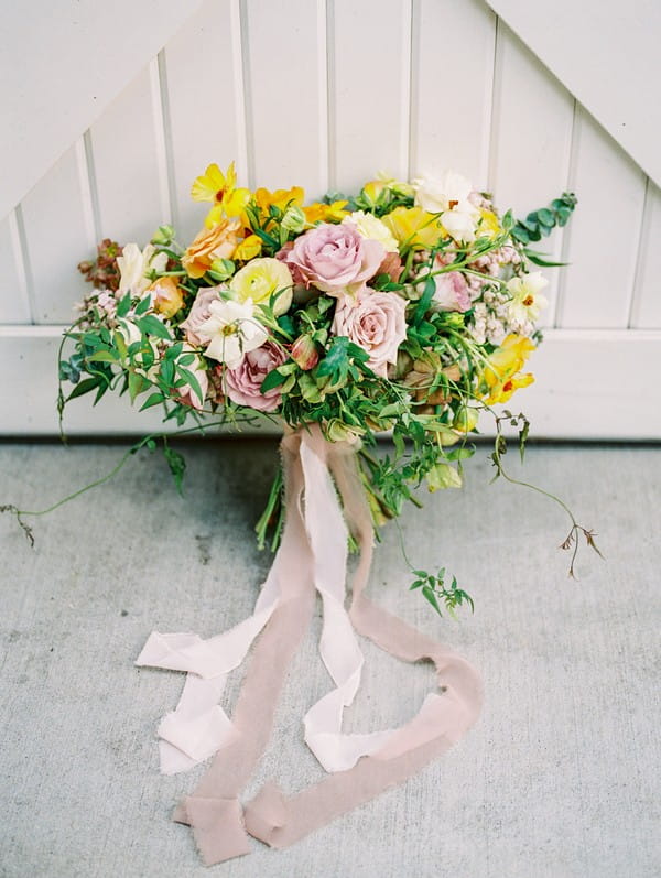 Bridal bouquet with yellow and pink flowers