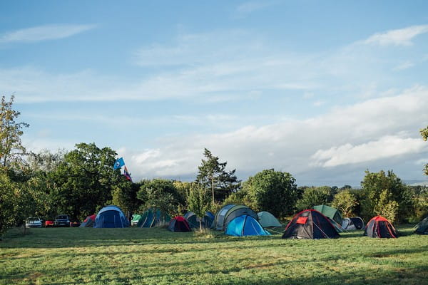 Camp site for festival wedding