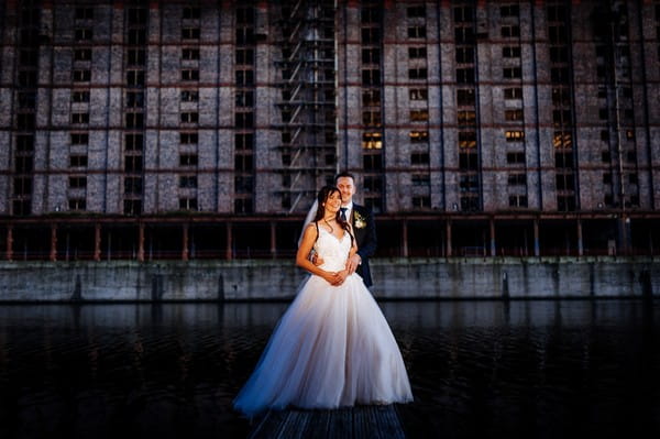 Bride and groom in Liverpool Docks