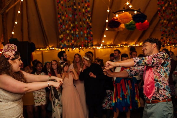 Bride and groom dancing