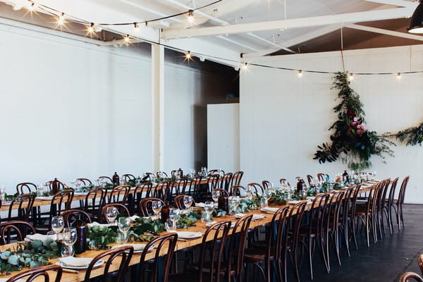 Long wedding tables in Gather and Tailor