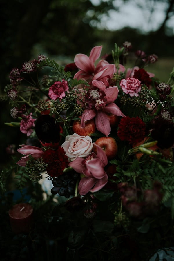Flowers and foliage on wedding table