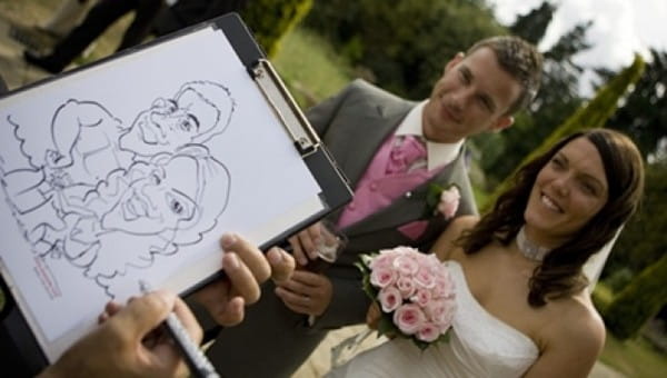Caricaturist Drawing Bride and Groom