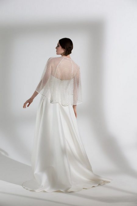 Back of Ellie Wedding Dress with Honeysuckle Cape from the Halfpenny London The Garden After the Rain 2018 Bridal Collection
