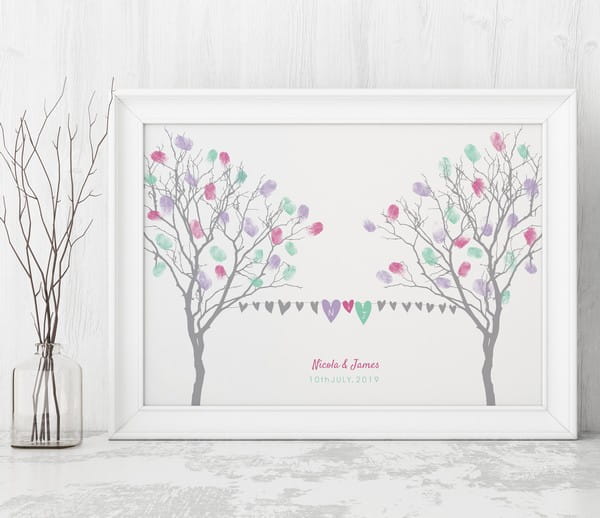 Pom Pom and Heart Bunting Fingerprint Tree