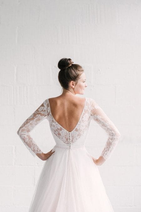 Back of Serena Wedding Dress with Serena Jacket from the Naomi Neoh Celestial 2018 Bridal Collection