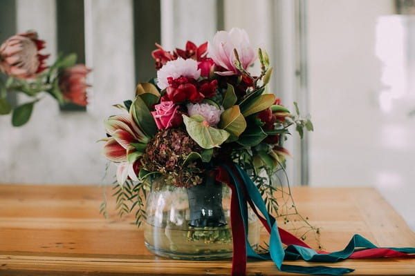 Bridal bouquet in a vase