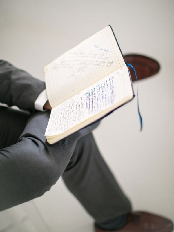 Wedding vows written in notebook