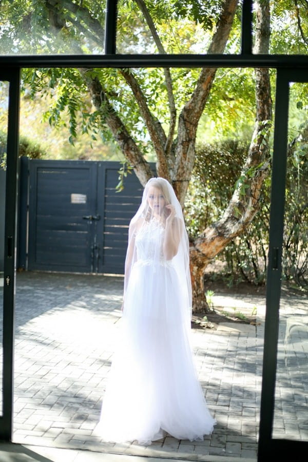 Bride with veil over her face