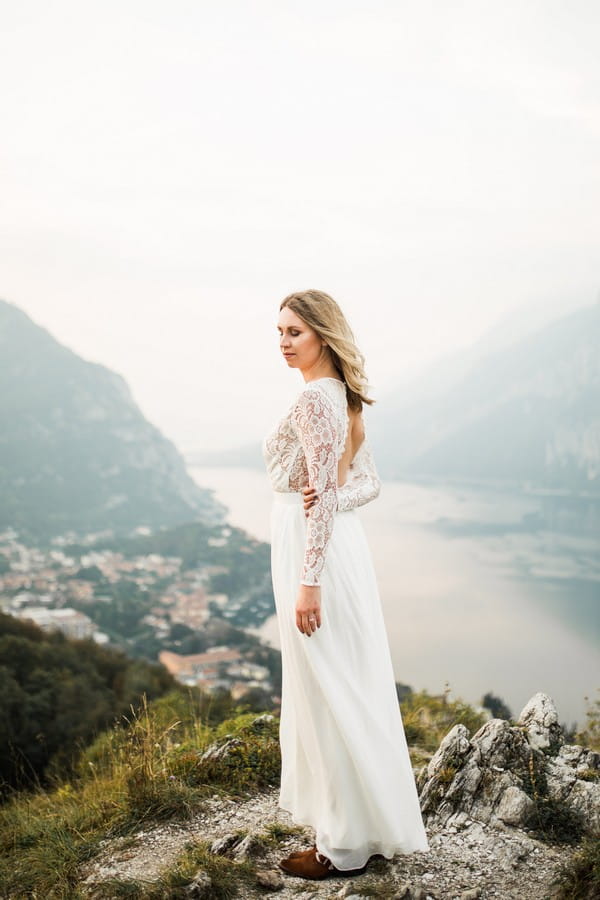 Bride at top of mountain at Lake Como