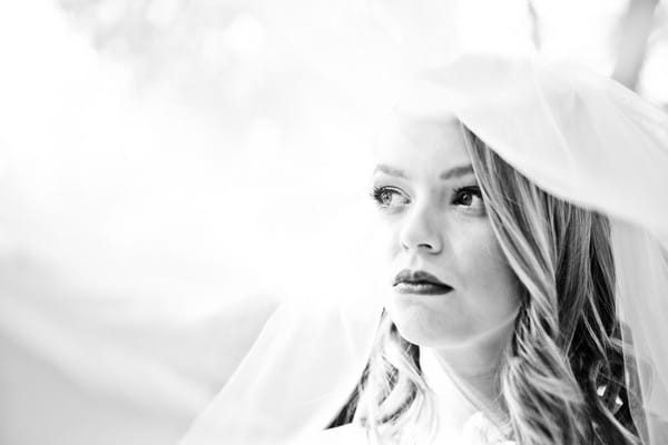 Bride's face under veil