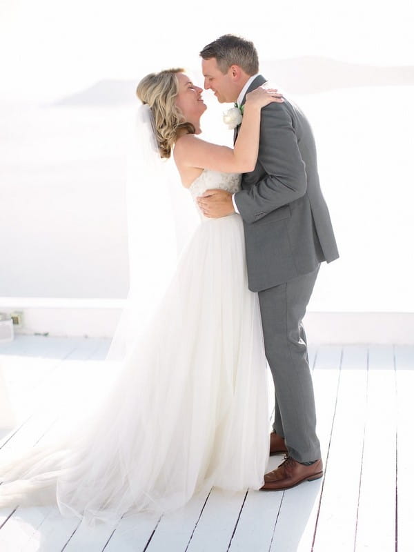 Bride and groom kiss