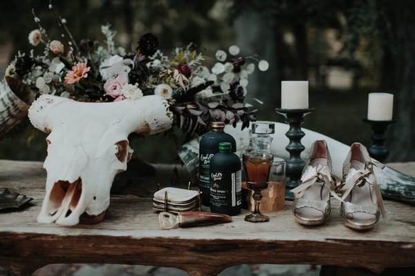 Table props for hauntingly romantic autumn wedding shoot