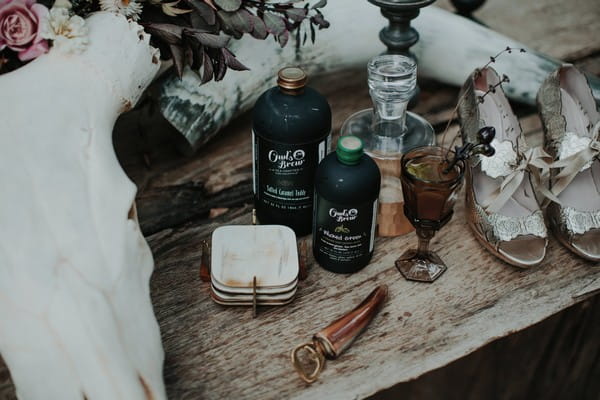 Bottles on table