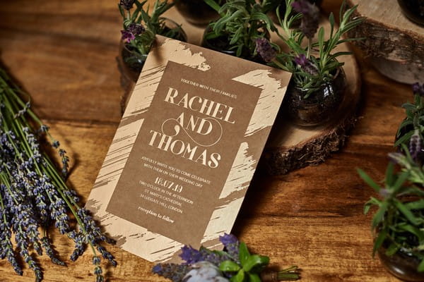 Natural effect wedding stationery