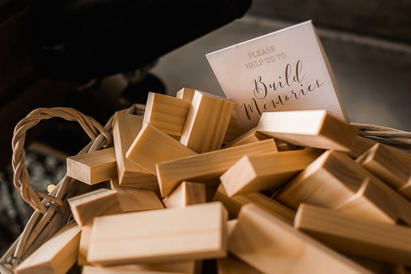 Jenga pieces for wedding messages