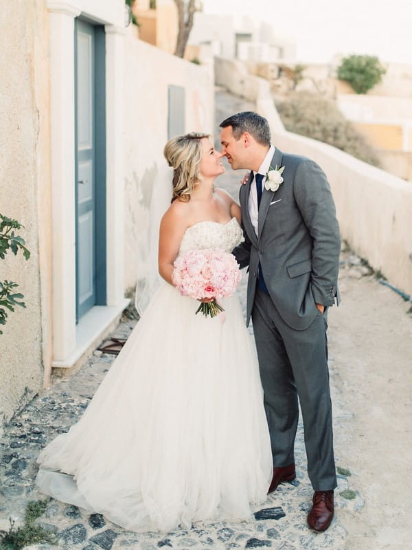 Bride and groom about to kiss