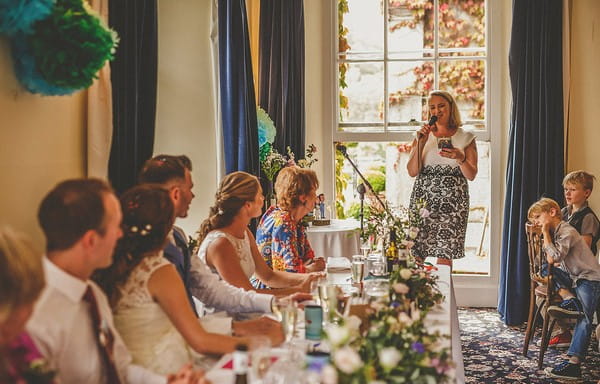 Woman giving wedding speech