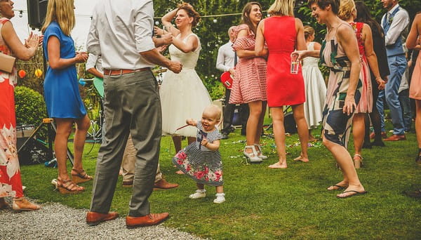 Wedding guests dancing