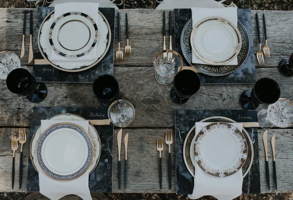 Plates on wedding table