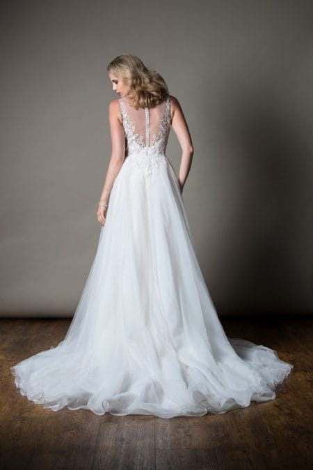 Back of Alexandra Wedding Dress with Overskirt from the MiaMia Love Letters 2018 Bridal Collection