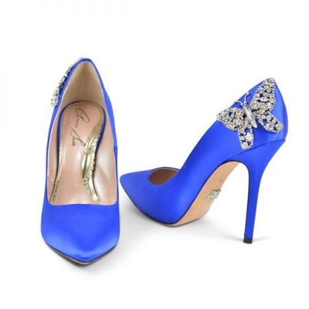 Ally Farfalla Royal Blue Satin Stiletto Bridal Shoes by Aruna Seth