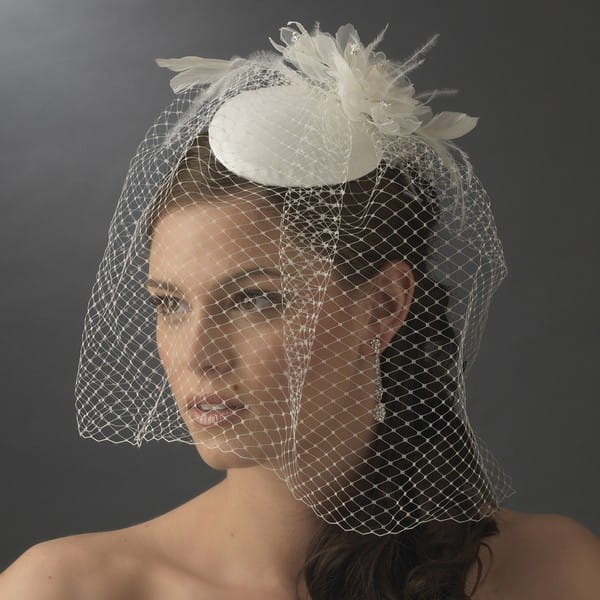 Bridal Hat with Birdcage Veil Winter Bridal Accessory