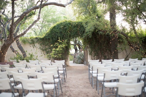 Fairy Lights On Trees At Wedding